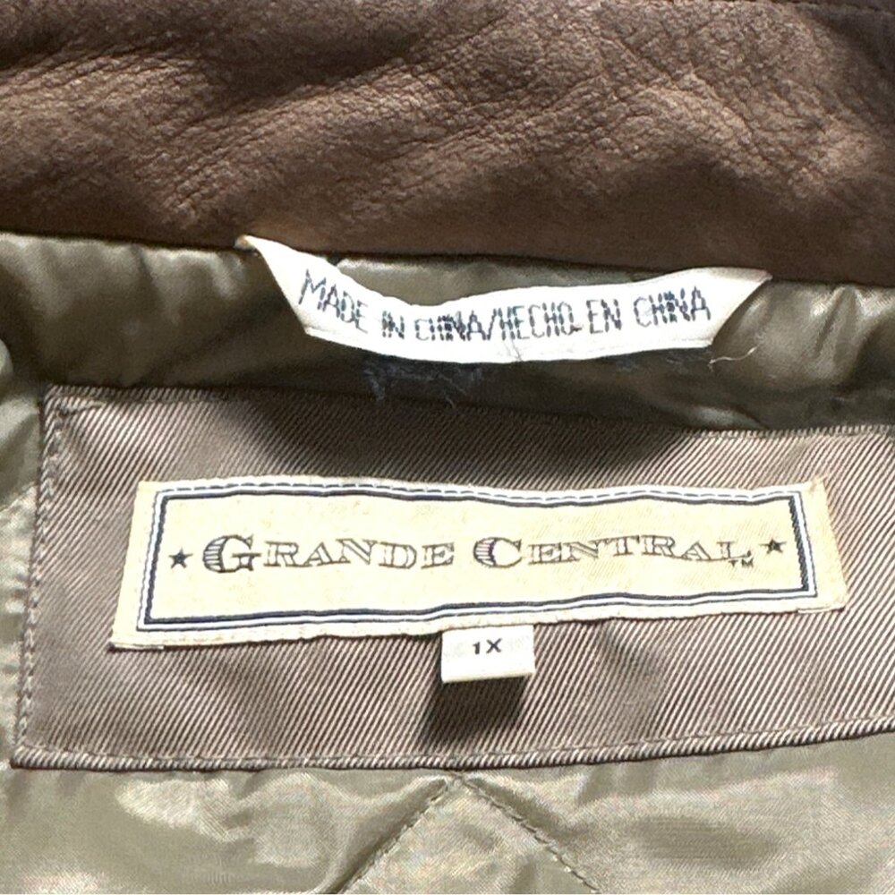 Grande Central Brown Chore Coat 1X Cotton/Nylon Leather Trim Barn Heritage - Picture 3 of 8
